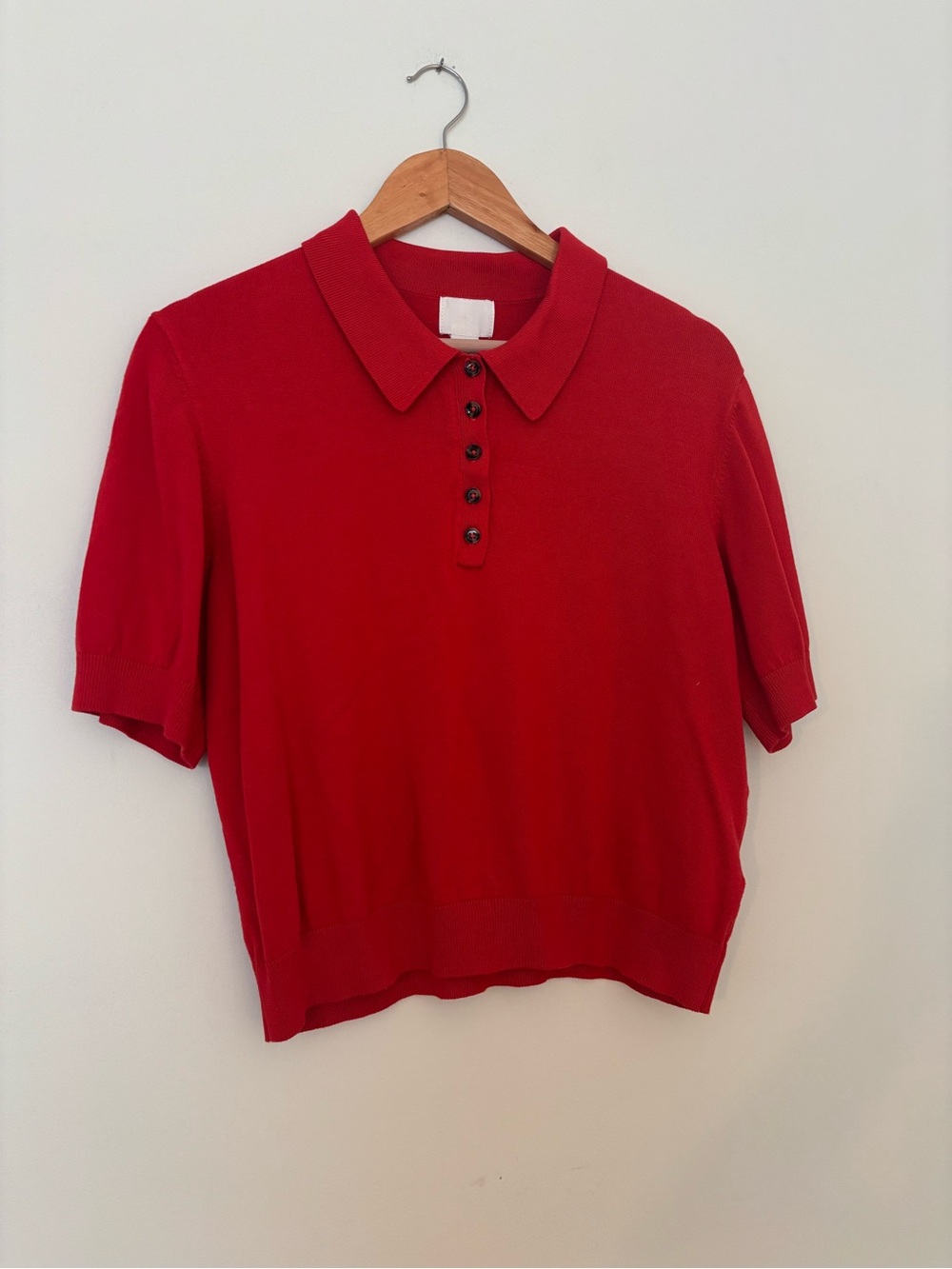 Classic Red Short-Sleeve Knit Top